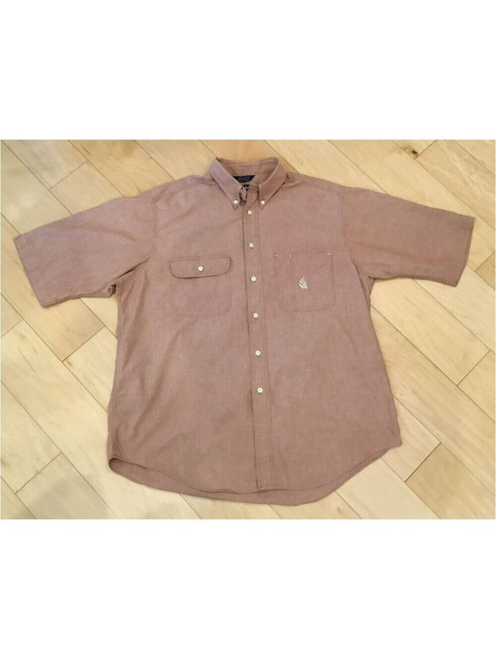 Vintage 90 Nautica Terra Cotta Short Sleeve Button up W/ Pockets and Logo Large